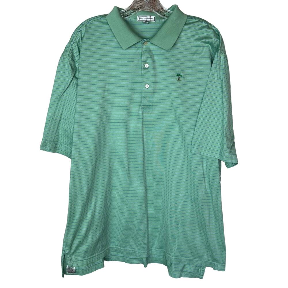 Peter Millar 100% Cotton Polo Golf Shirt - GREEN BLUE